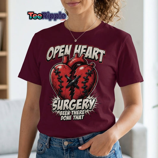 Open Heart Surgery T-Shirt – Been There Done That Funny Tee - Maroon - TeeRipple