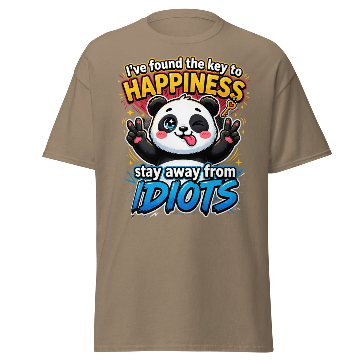 Panda Key to Happiness T-Shirt - Stay Away from Idiots - Brown Savana - TeeRipple