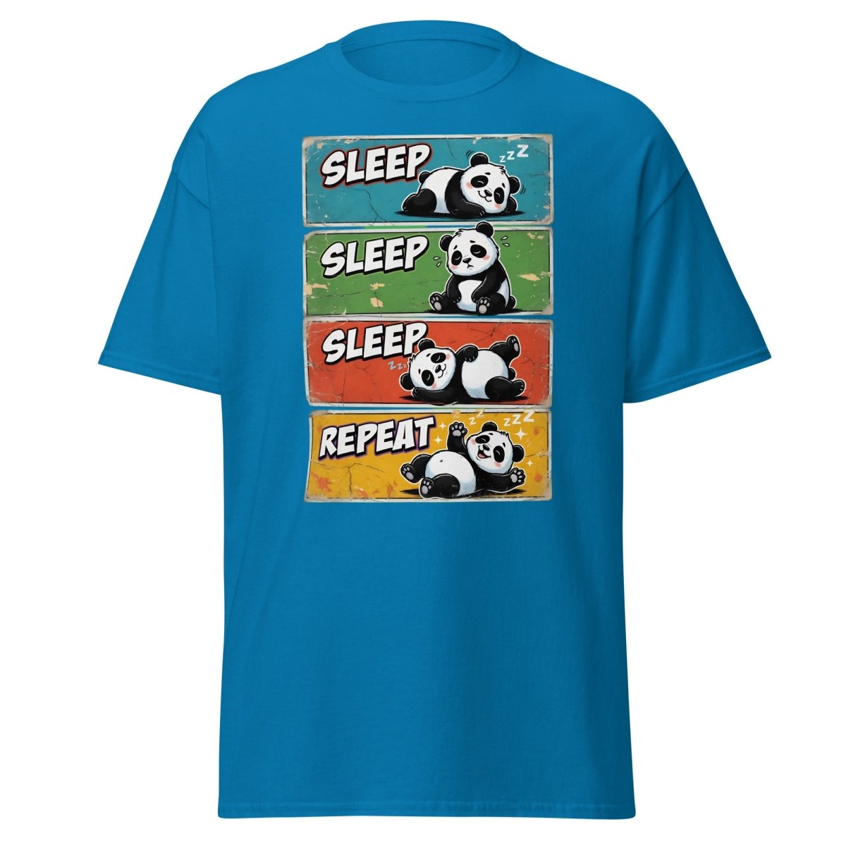 Panda Sleep Repeat T-Shirt - Cute Lazy Panda Tee - Sapphire - TeeRipple