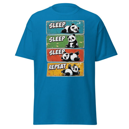 Panda Sleep Repeat T-Shirt - Cute Lazy Panda Tee - Sapphire - TeeRipple