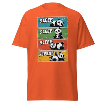 Panda Sleep Repeat T-Shirt - Cute Lazy Panda Tee - Orange - TeeRipple