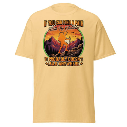 Path With No Obstacles Hiking T-Shirt | Motivational Adventure Tee - Yellow Haze - TeeRipple