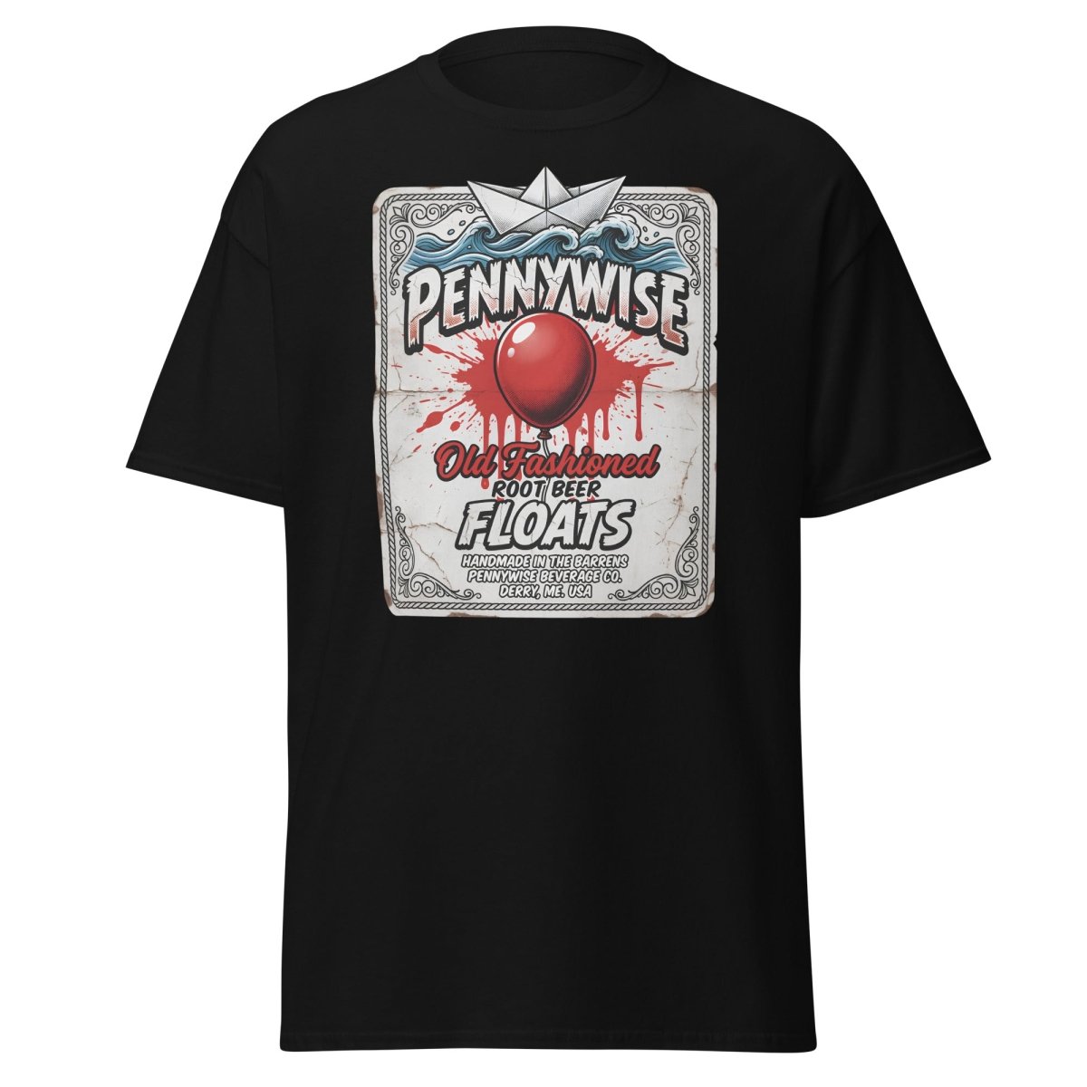 Pennywise Root Beer Floats T-Shirt – Funny IT Clown Parody Tee - Black - TeeRipple