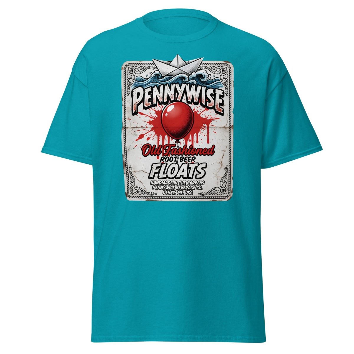 Pennywise Root Beer Floats T-Shirt – Funny IT Clown Parody Tee - Tropical Blue - TeeRipple