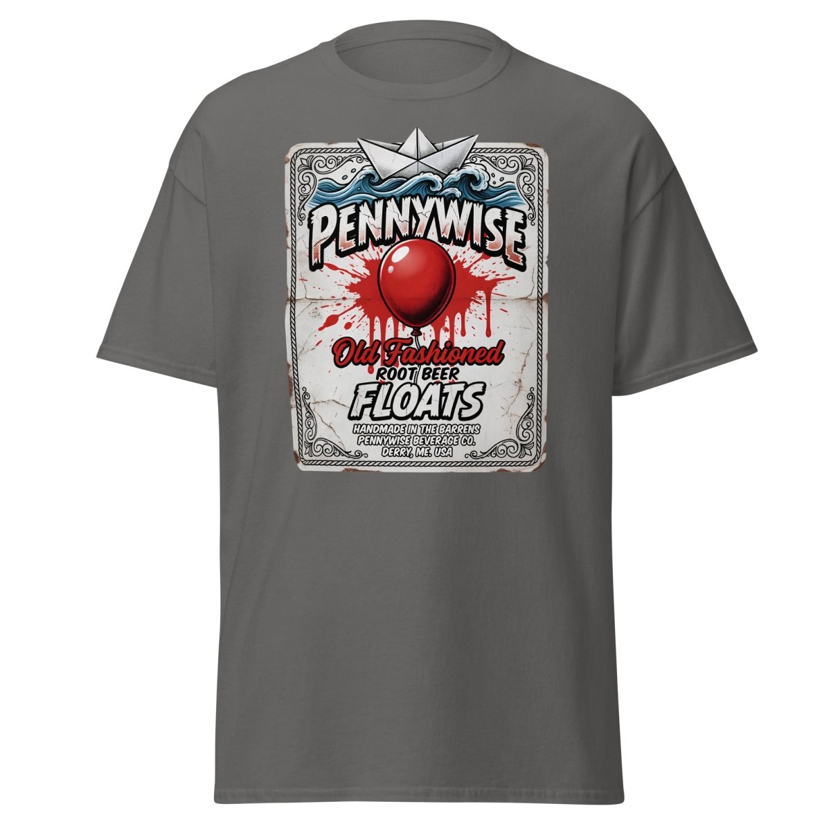 Pennywise Root Beer Floats T-Shirt – Funny IT Clown Parody Tee - Charcoal - TeeRipple