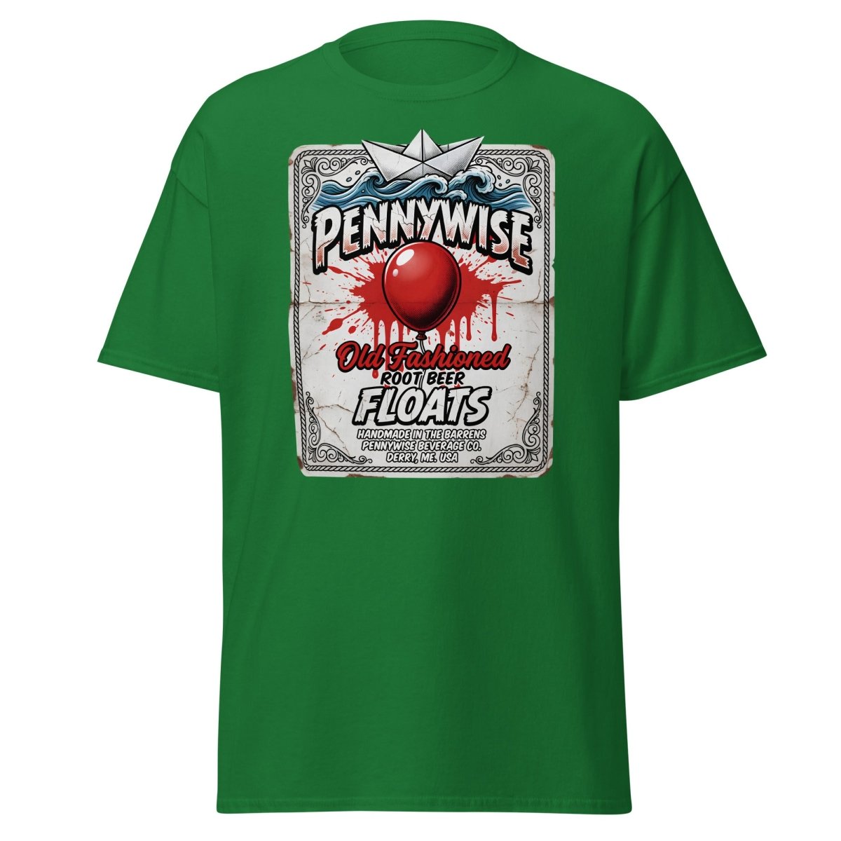 Pennywise Root Beer Floats T-Shirt – Funny IT Clown Parody Tee - Turf Green - TeeRipple