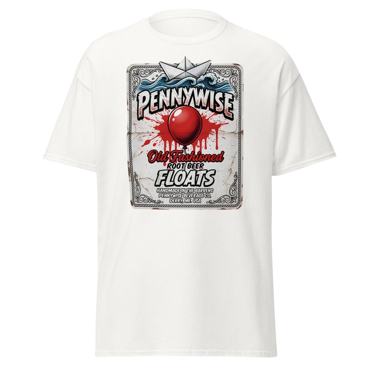 Pennywise Root Beer Floats T-Shirt – Funny IT Clown Parody Tee - White - TeeRipple