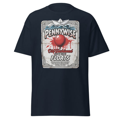 Pennywise Root Beer Floats T-Shirt – Funny IT Clown Parody Tee - Navy - TeeRipple