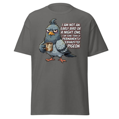Permanently Exhausted Pigeon Funny T-Shirt - Charcoal - TeeRipple