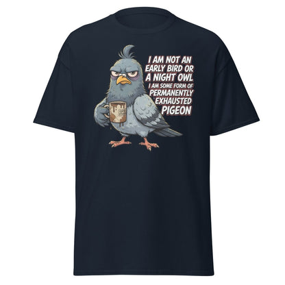 Permanently Exhausted Pigeon Funny T-Shirt - Navy - TeeRipple