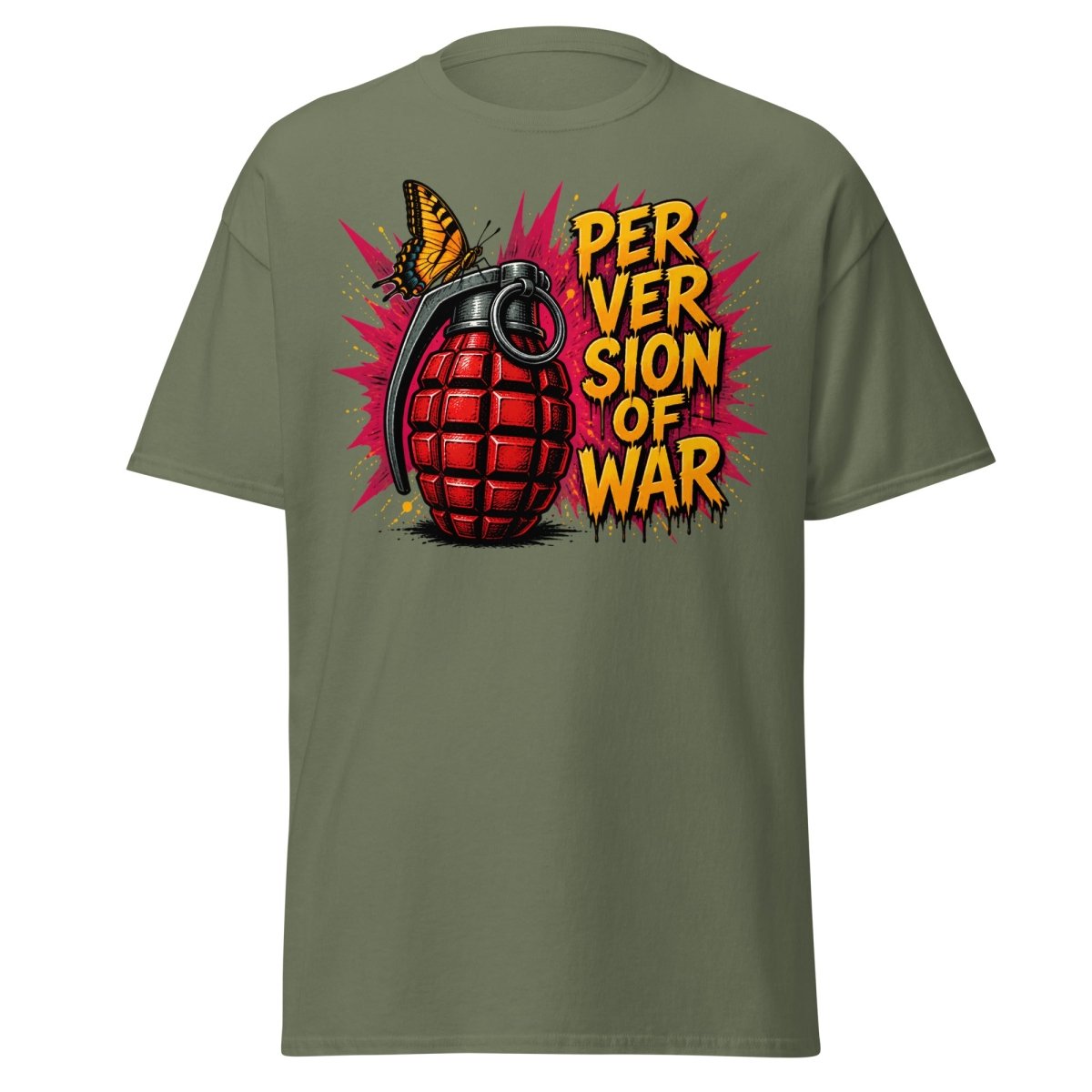 Perversion of War Butterfly Grenade Tee - Military Green - TeeRipple