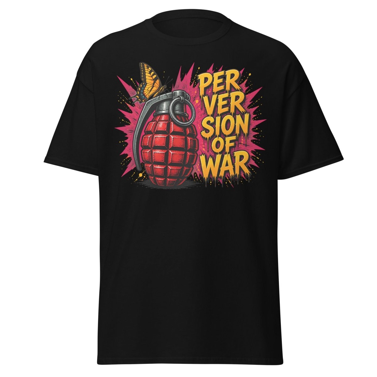 Perversion of War Butterfly Grenade Tee - Black - TeeRipple