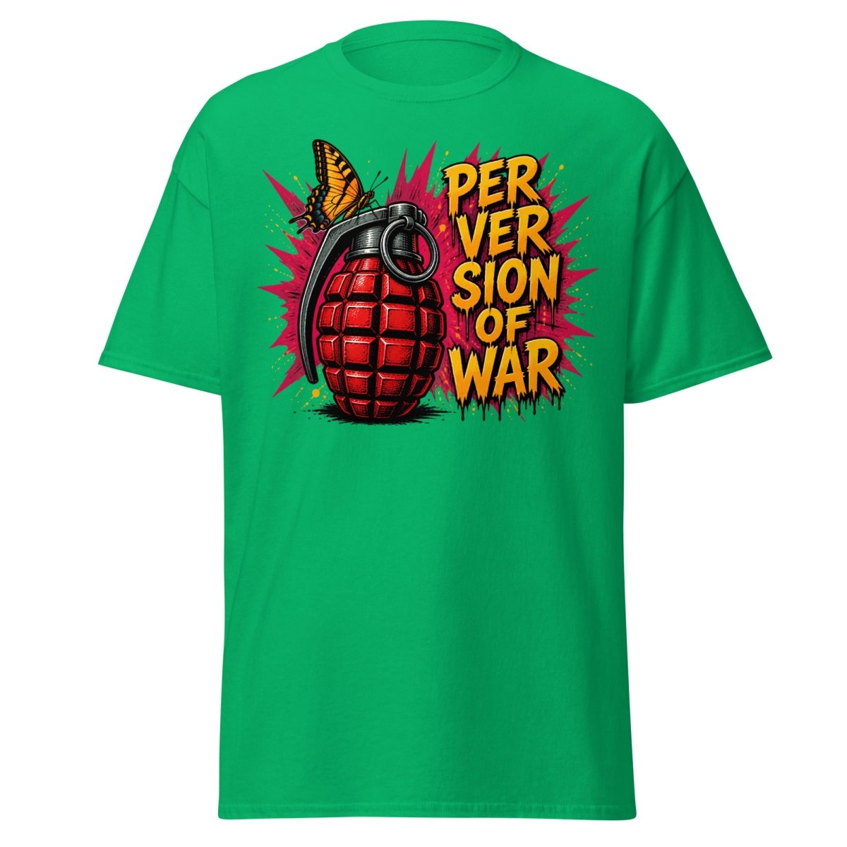 Perversion of War Butterfly Grenade Tee - Irish Green - TeeRipple