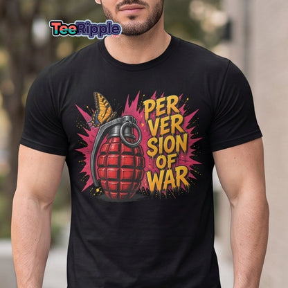 Perversion of War Butterfly Grenade Tee - Maroon - TeeRipple