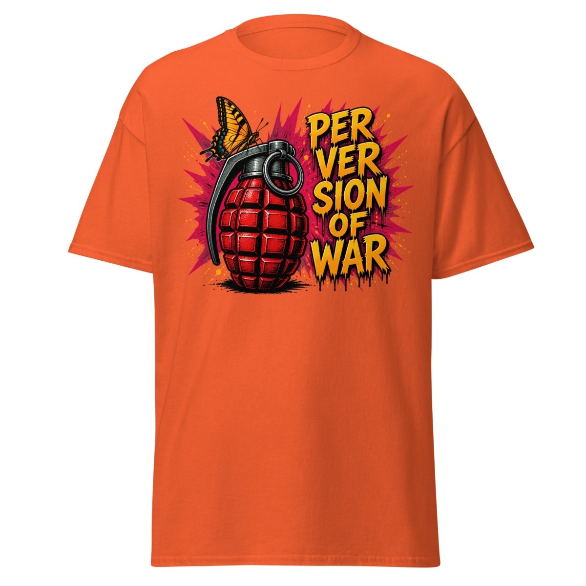 Perversion of War Butterfly Grenade Tee - Orange - TeeRipple