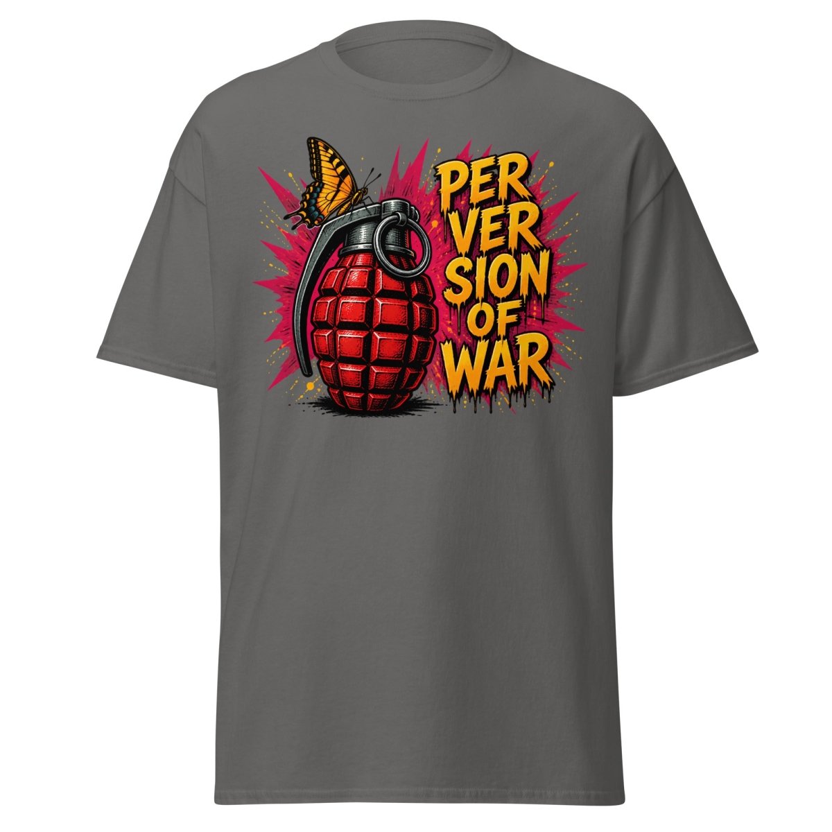 Perversion of War Butterfly Grenade Tee - Charcoal - TeeRipple