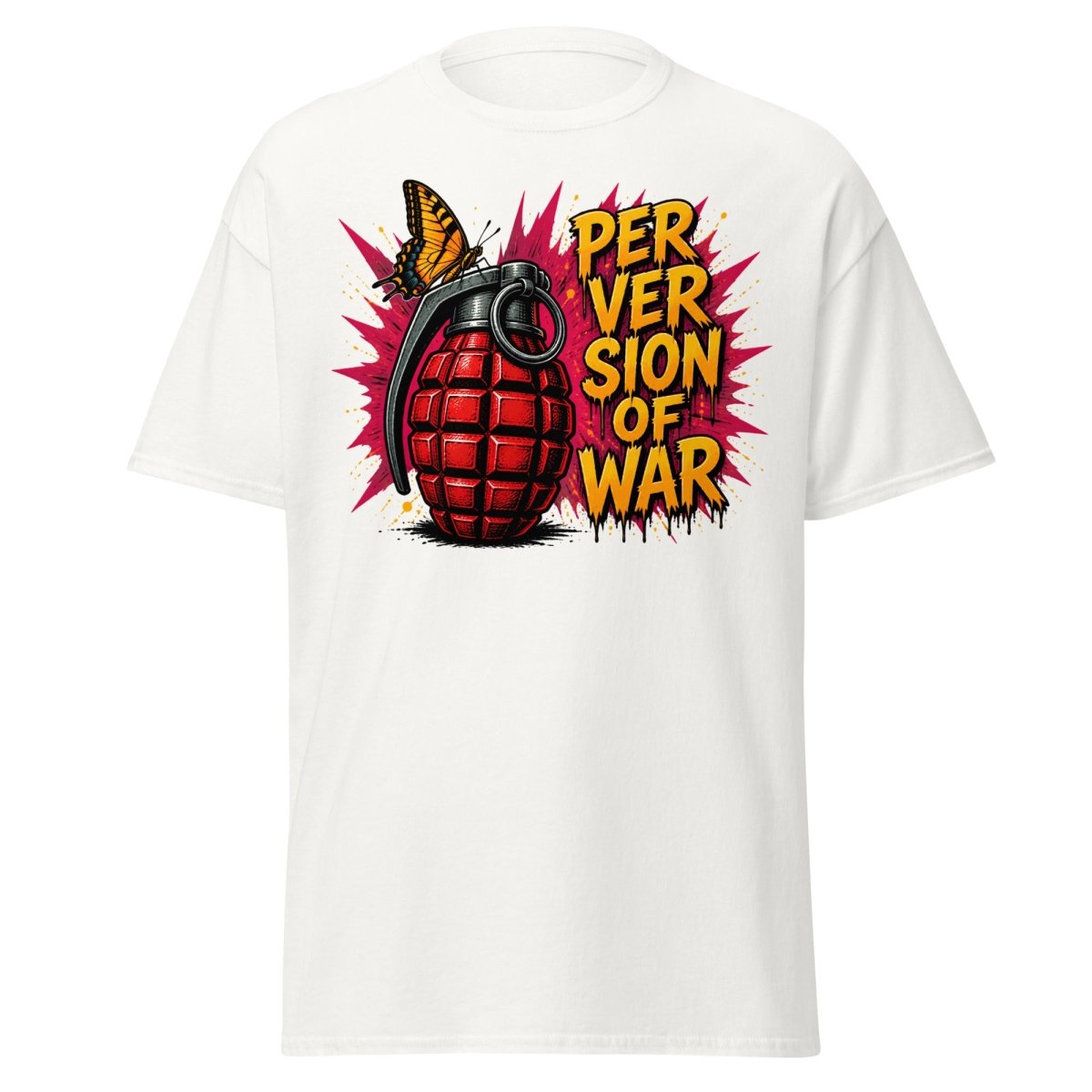 Perversion of War Butterfly Grenade Tee - White - TeeRipple