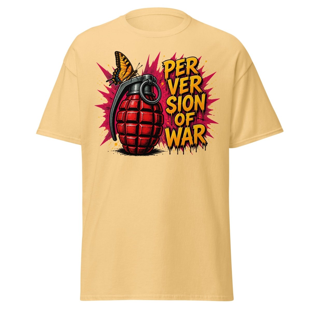 Perversion of War Butterfly Grenade Tee - Yellow Haze - TeeRipple