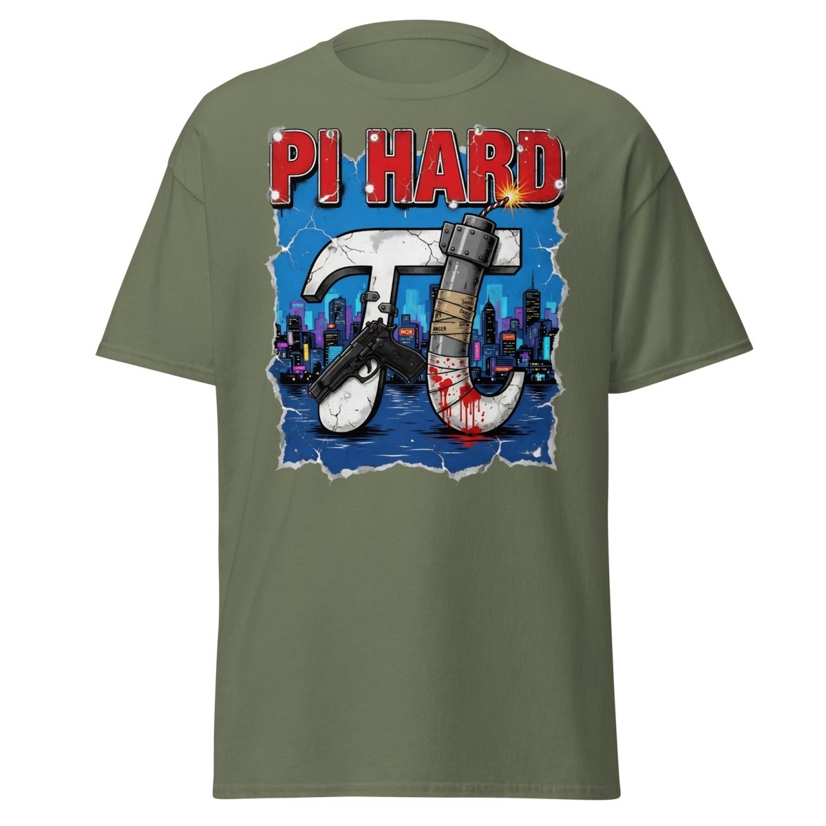 Pi Hard T-Shirt - Funny Math Die Hard Parody Tee - Military Green - TeeRipple