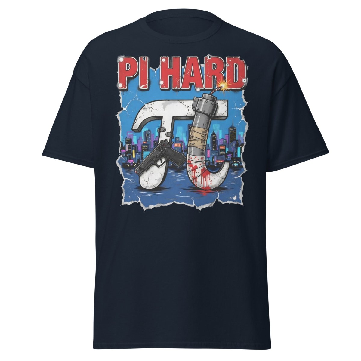 Pi Hard T-Shirt - Funny Math Die Hard Parody Tee - Navy - TeeRipple