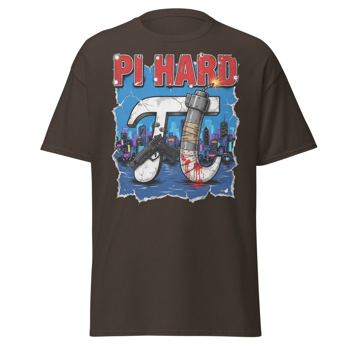 Pi Hard T-Shirt - Funny Math Die Hard Parody Tee - Dark Chocolate - TeeRipple
