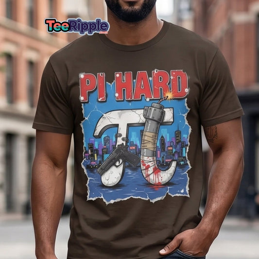 Pi Hard T-Shirt - Funny Math Die Hard Parody Tee - Maroon - TeeRipple