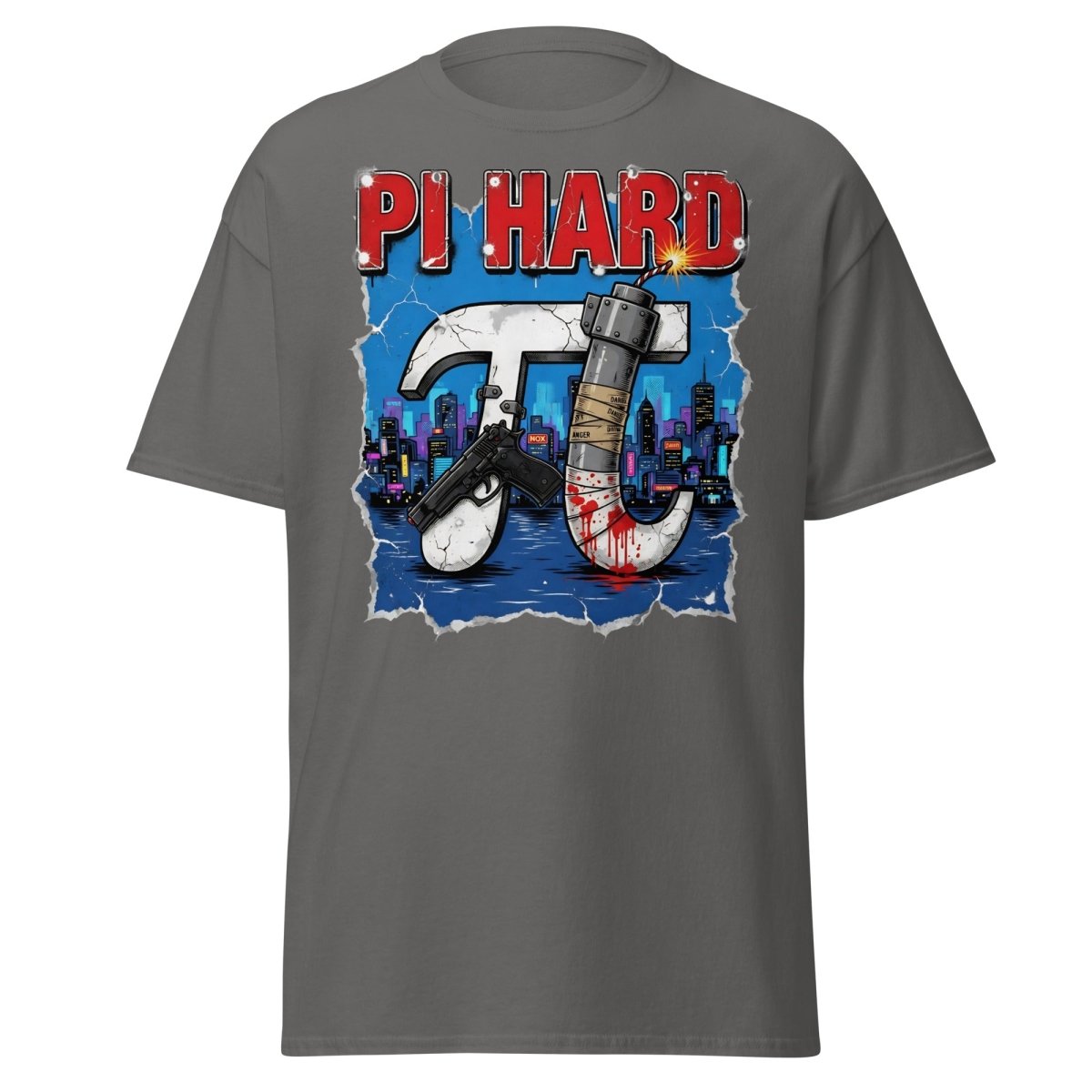 Pi Hard T-Shirt - Funny Math Die Hard Parody Tee - Charcoal - TeeRipple