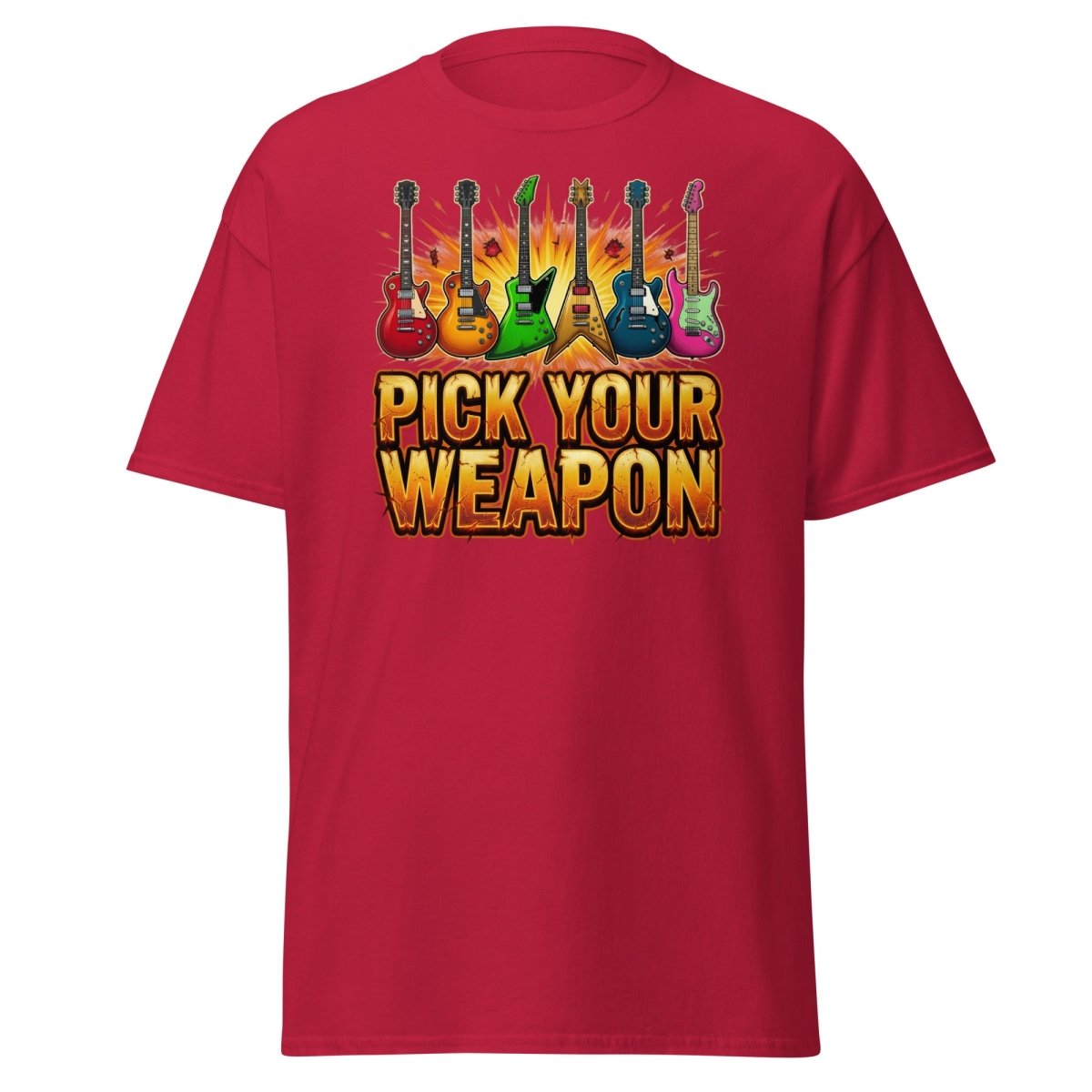 Pick Your Weapon Guitar T-Shirt - Rock Music Electric Guitar Tee - Cardinal - TeeRipple
