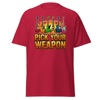 Pick Your Weapon Guitar T-Shirt - Rock Music Electric Guitar Tee - Cardinal - TeeRipple