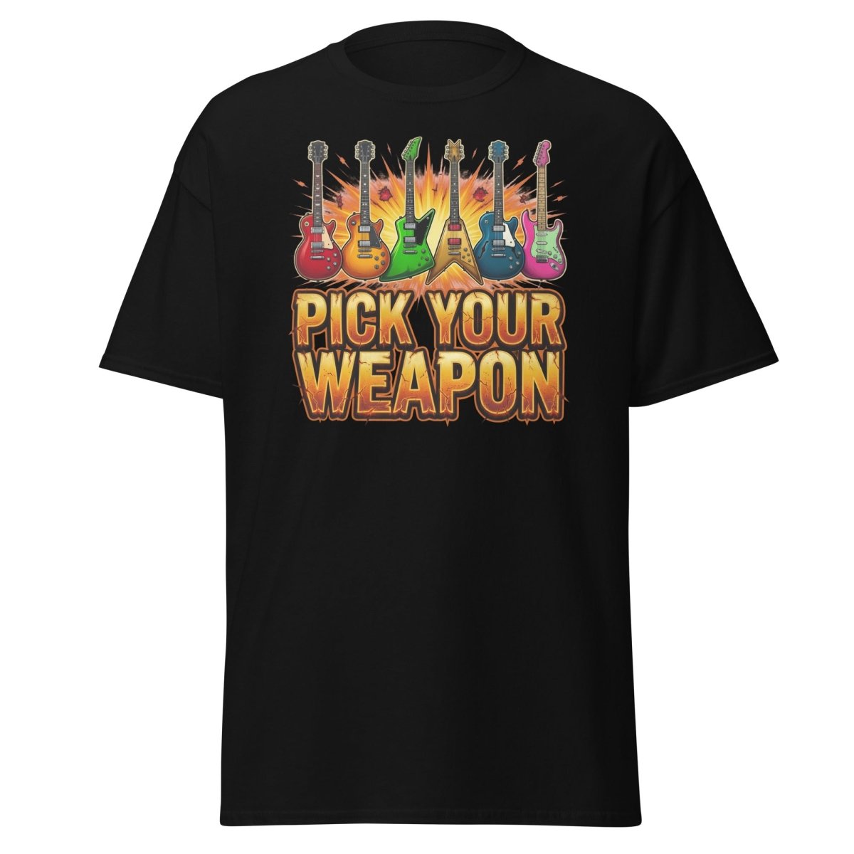 Pick Your Weapon Guitar T-Shirt - Rock Music Electric Guitar Tee - Black - TeeRipple