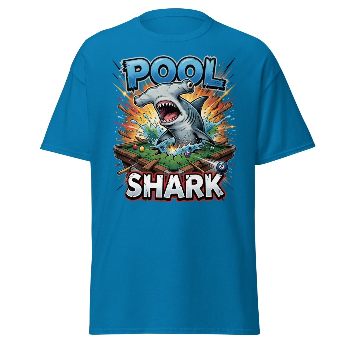 Pool Shark Hammerhead T-Shirt - Funny Billiards Tee - Sapphire - TeeRipple