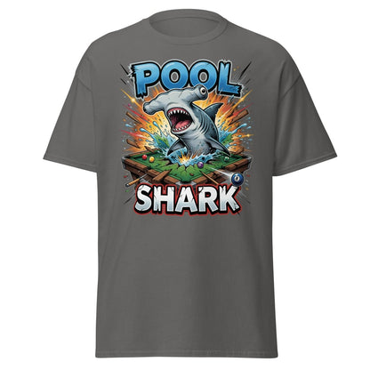 Pool Shark Hammerhead T-Shirt - Funny Billiards Tee - Charcoal - TeeRipple