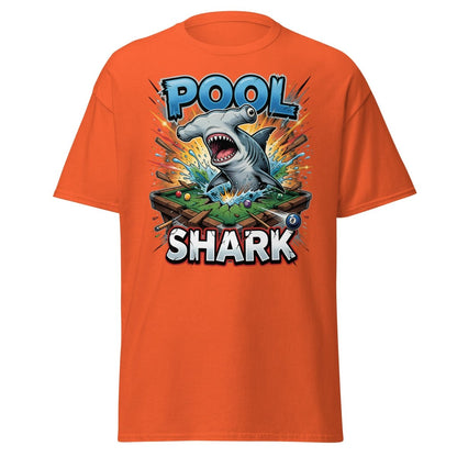 Pool Shark Hammerhead T-Shirt - Funny Billiards Tee - Orange - TeeRipple