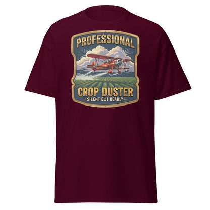 Professional Crop Duster Silent But Deadly T-Shirt - Maroon - TeeRipple