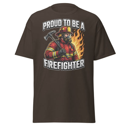 Proud to Be a Firefighter T-Shirt | Hero Graphic Tee - Dark Chocolate - TeeRipple
