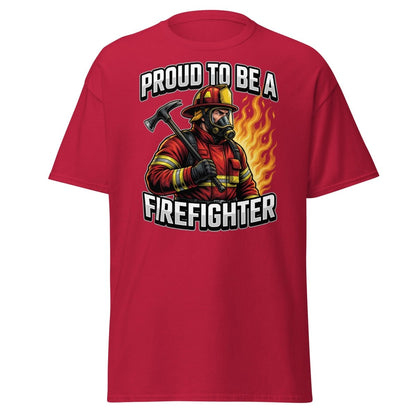 Proud to Be a Firefighter T-Shirt | Hero Graphic Tee - Cardinal - TeeRipple