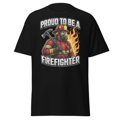 Proud to Be a Firefighter T-Shirt | Hero Graphic Tee - Black - TeeRipple