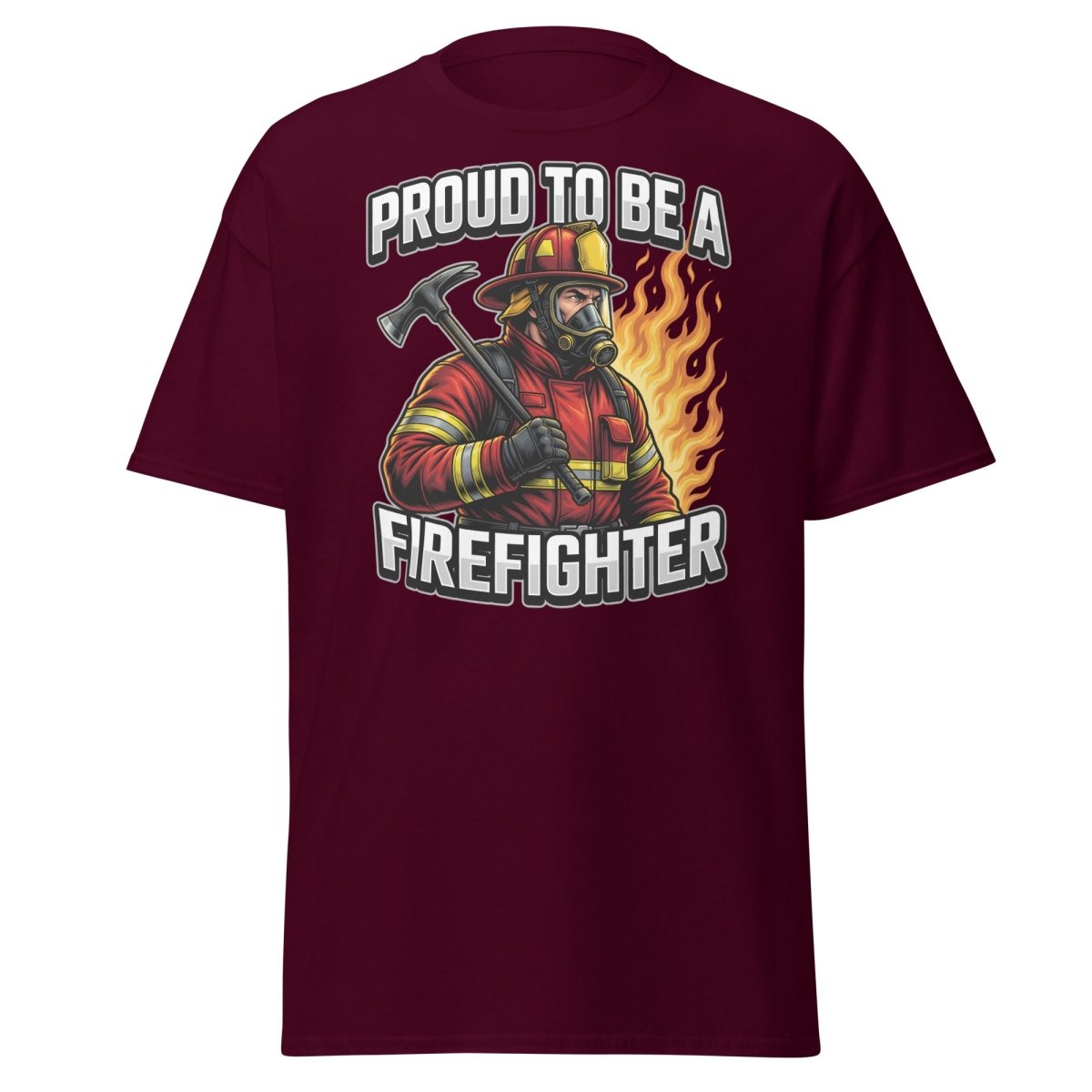 Proud to Be a Firefighter T-Shirt | Hero Graphic Tee - Maroon - TeeRipple