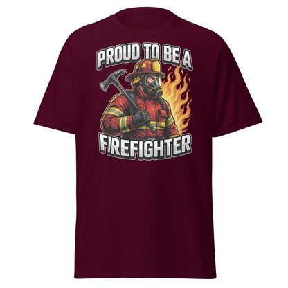 Proud to Be a Firefighter T-Shirt | Hero Graphic Tee - Maroon - TeeRipple
