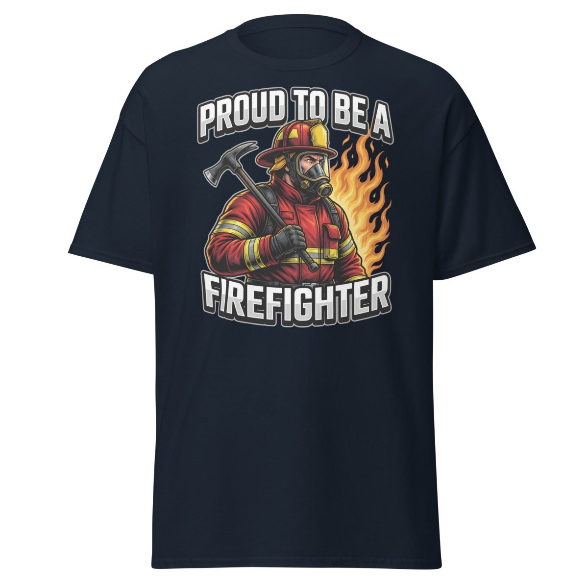Proud to Be a Firefighter T-Shirt | Hero Graphic Tee - Navy - TeeRipple