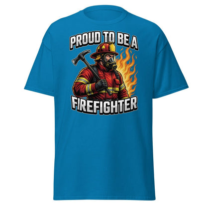 Proud to Be a Firefighter T-Shirt | Hero Graphic Tee - Sapphire - TeeRipple
