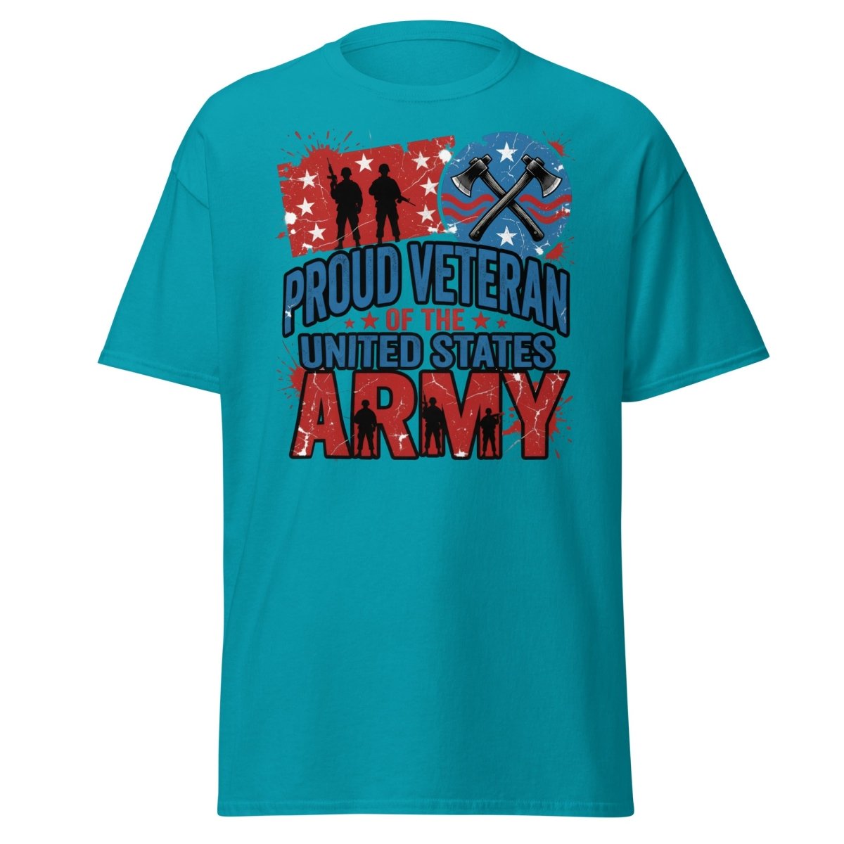 Proud Veteran US Army T-Shirt | Military Graphic Tee - Tropical Blue - TeeRipple
