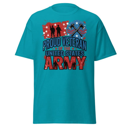 Proud Veteran US Army T-Shirt | Military Graphic Tee - Tropical Blue - TeeRipple