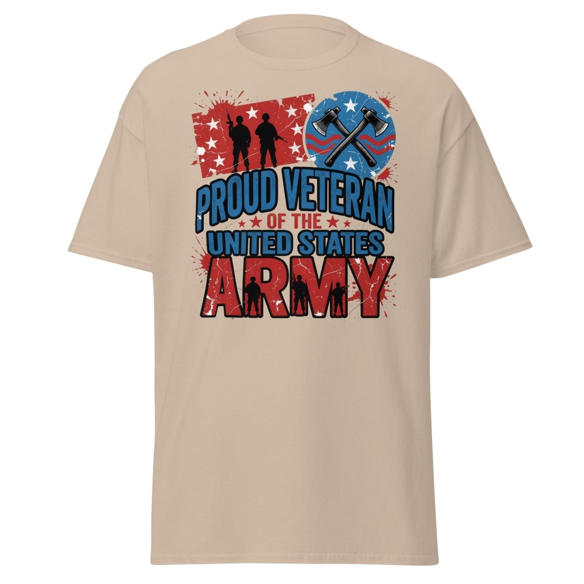 Proud Veteran US Army T-Shirt | Military Graphic Tee - Sand - TeeRipple