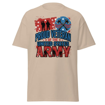 Proud Veteran US Army T-Shirt | Military Graphic Tee - Sand - TeeRipple