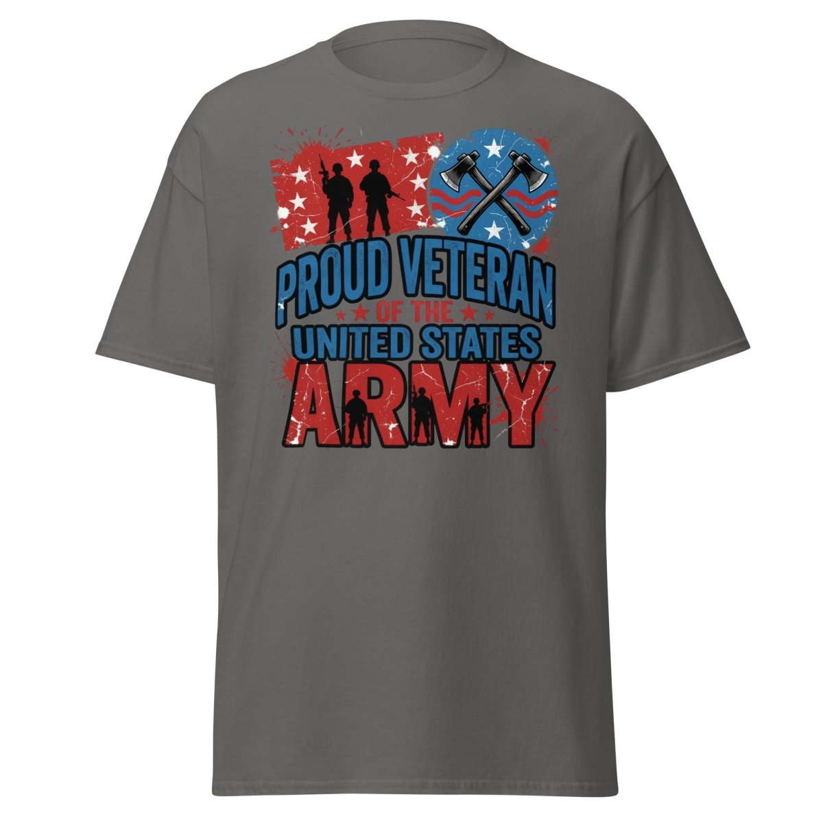 Proud Veteran US Army T-Shirt | Military Graphic Tee - Charcoal - TeeRipple