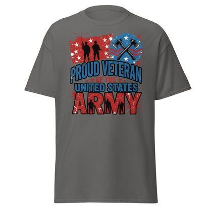 Proud Veteran US Army T-Shirt | Military Graphic Tee - Charcoal - TeeRipple