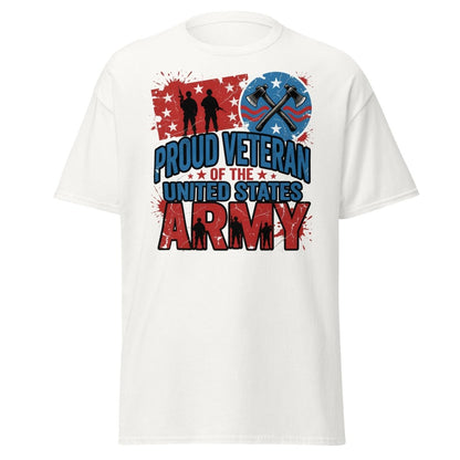 Proud Veteran US Army T-Shirt | Military Graphic Tee - White - TeeRipple