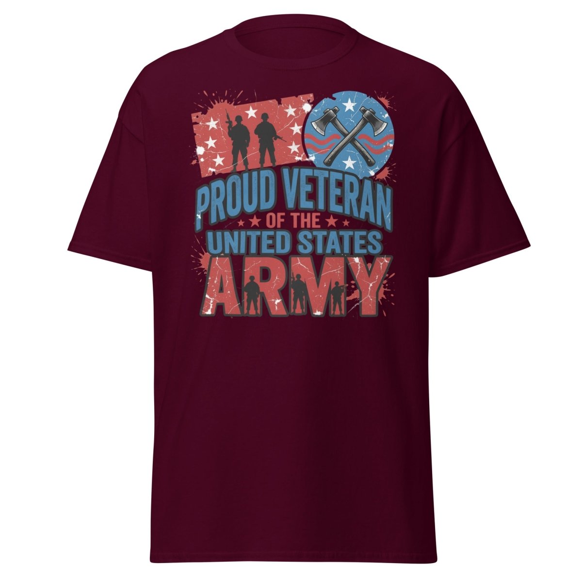 Proud Veteran US Army T-Shirt | Military Graphic Tee - Maroon - TeeRipple