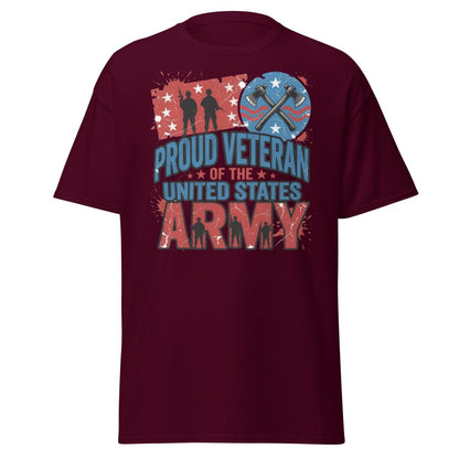 Proud Veteran US Army T-Shirt | Military Graphic Tee - Maroon - TeeRipple
